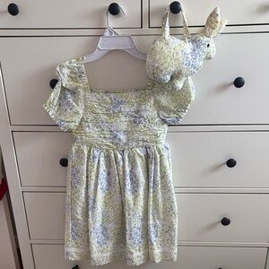 Floral Kids Dress with Matching Bunny Purse